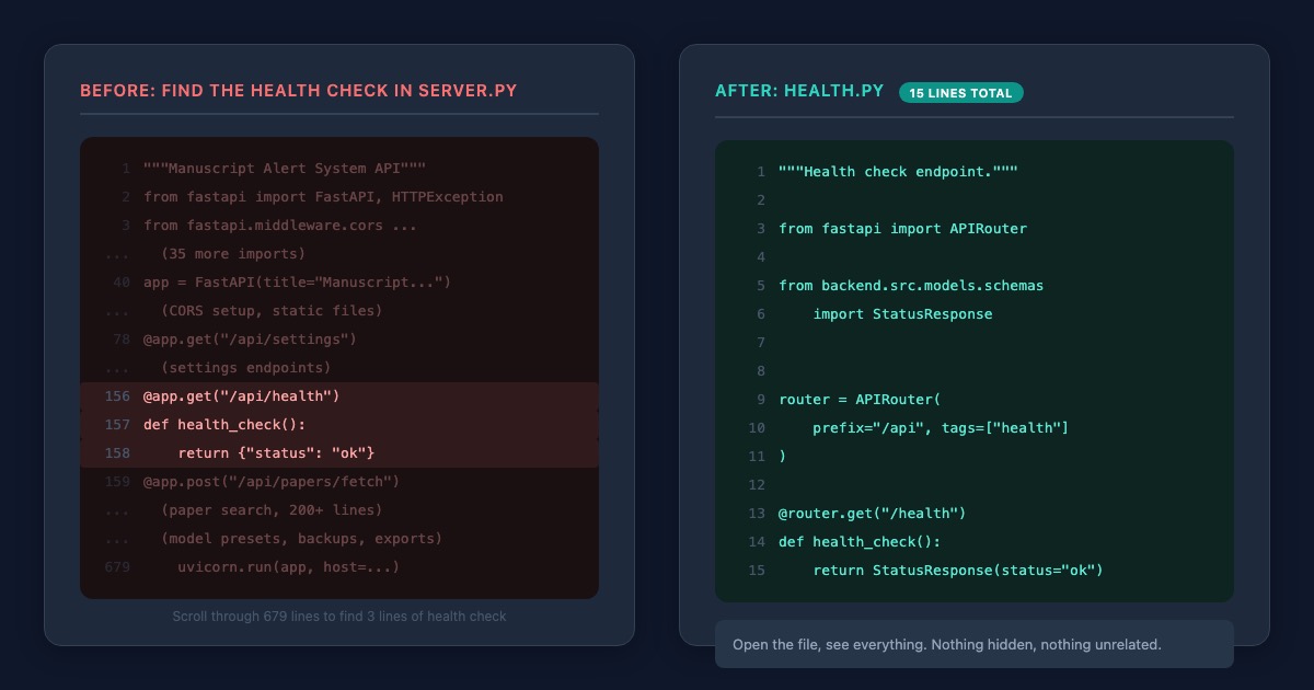 A clean, focused file that handles just one thing: checking if the server is healthy